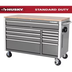 DALLAS LOCATION -AS-IS  HUSKY 52IN 10 DRAWER WORKBENCH - GLOSS GRAY