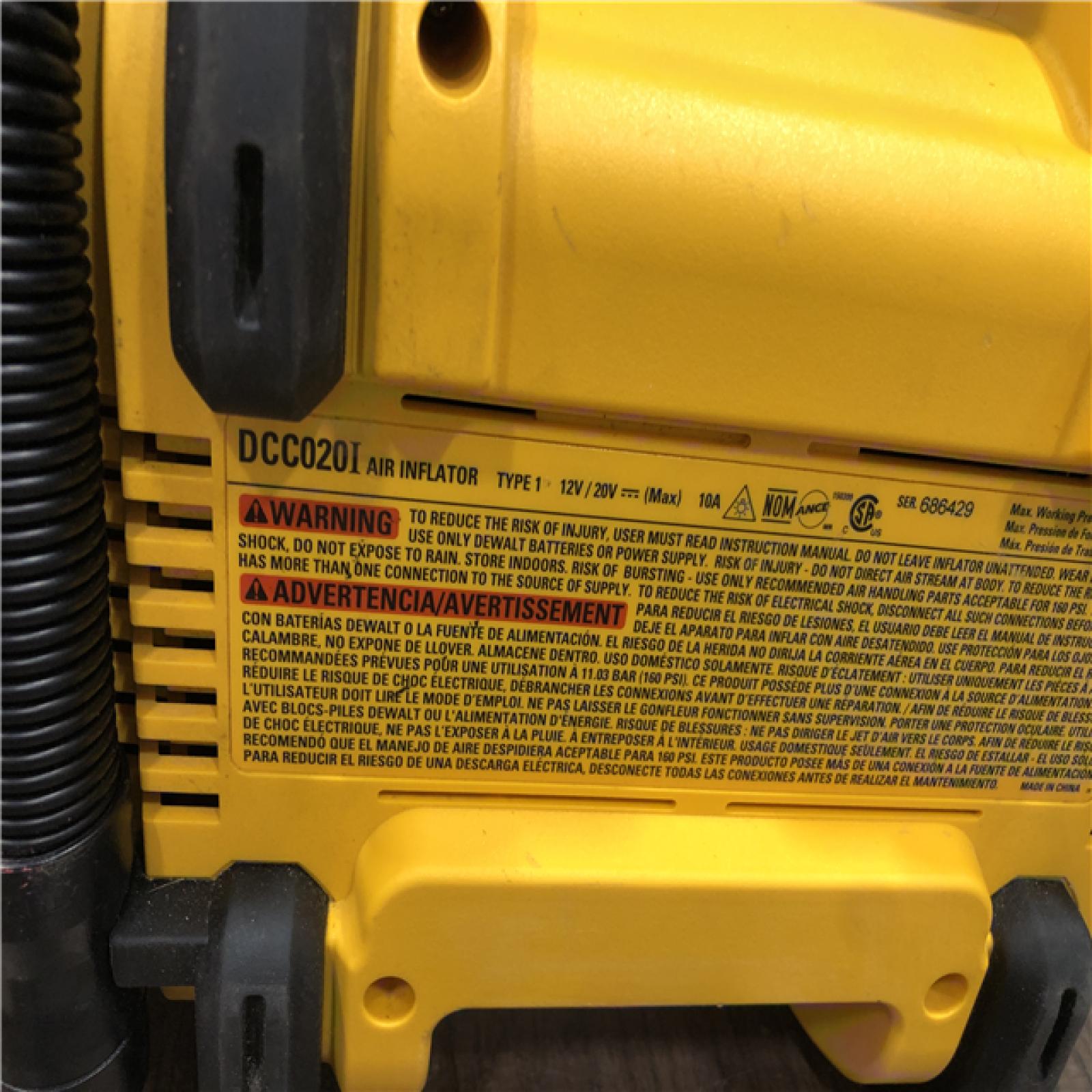AS-IS DEWALT 20V MAX Cordless Electric Portable Inflator (Tool Only)