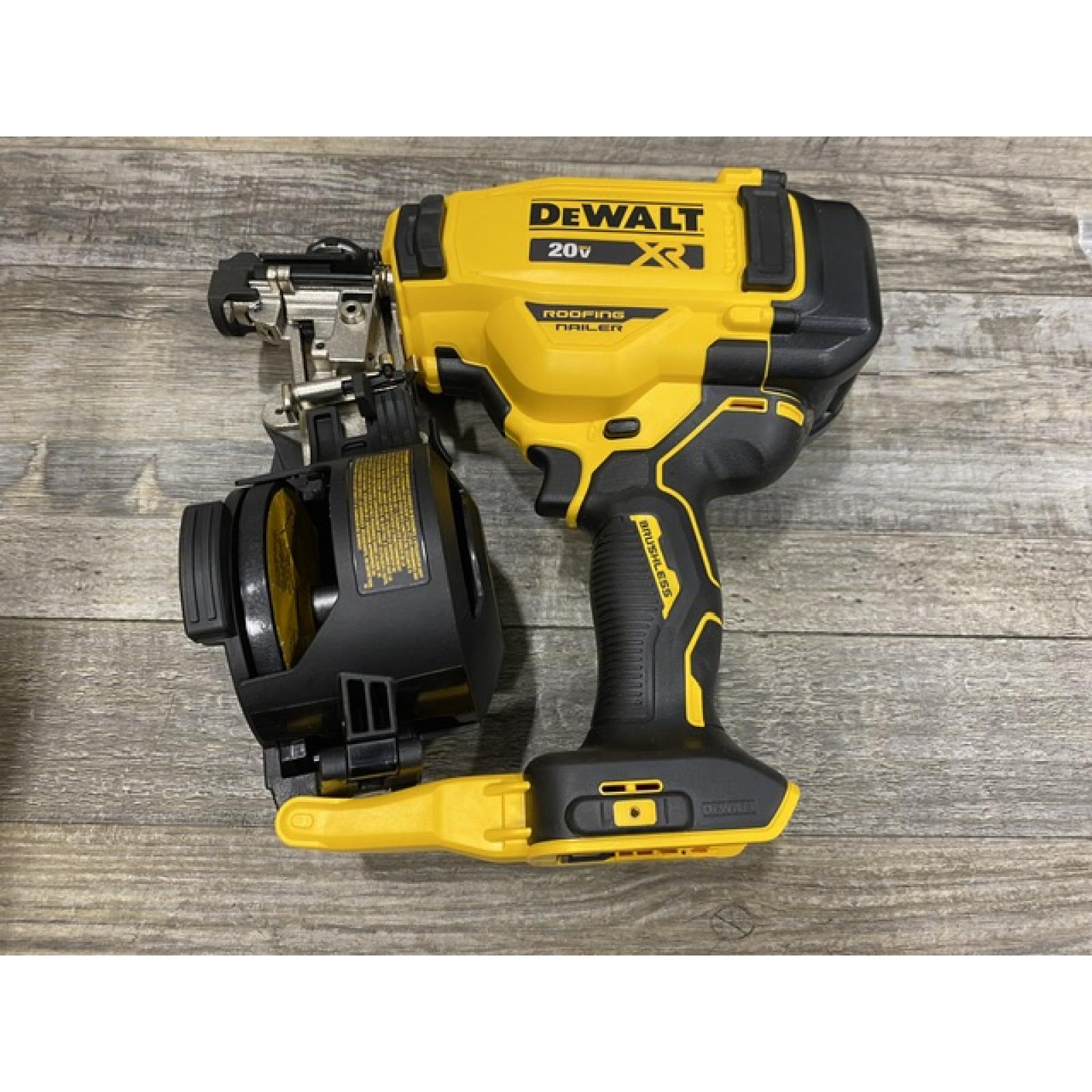 AS-IS DEWALT 20V MAX Lithium-Ion 15-Degree Electric Cordless Roofing Nailer Kit