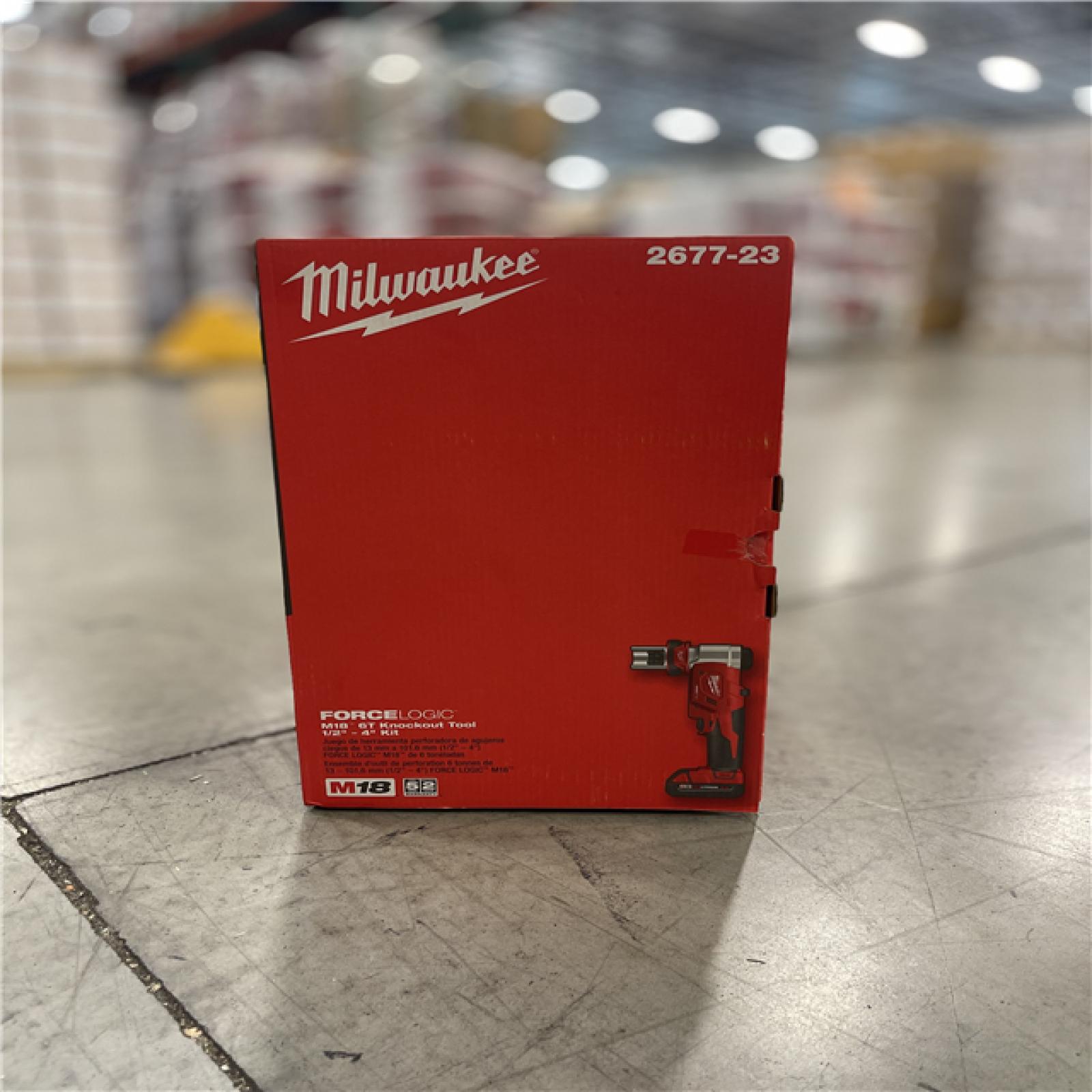 NEW!- Milwaukee M18 18V Lithium-Ion 1/2 in. to 4 in. Force Logic 6-Ton Cordless Knockout Tool Kit with Die Set  One 2.0Ah Batteries