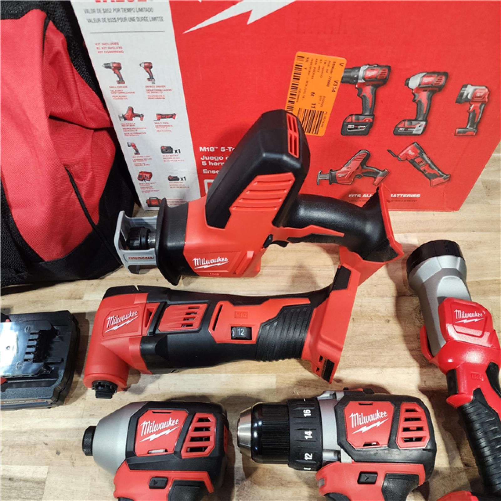 HOUSTON LOCATION - AS-IS (APPEARS LIKE NEW) M18 18V Lithium-Ion Cordless Combo Kit (5-Tool) with (2) Batteries  Charger and Tool Bag