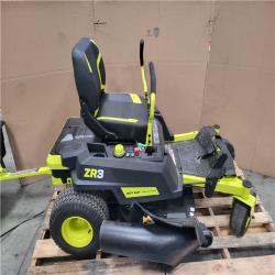 CALIFORNIA AS-IS RYOBI ZE3 80V HP BRUSHLESS BATTERY CORDLESS ELECTRIC 42 IN. ZERO TURN RIDING LAWN MOWER W TRAILER ATTACHMENT AND BAGGER