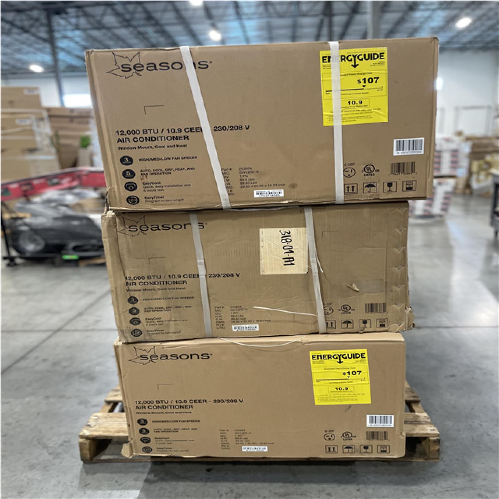 DALLAS LOCATION - SEASONS 12 000 BTU AIR CONDITIONER PALLET- (6 UNITS)