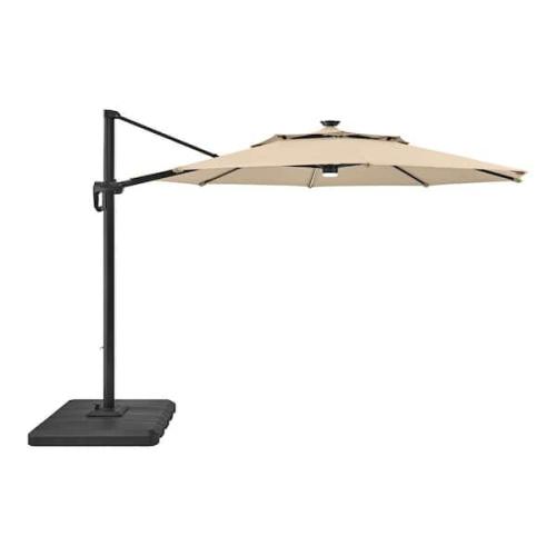 Phoenix NEW Hampton Bay 11 ft. Aluminum Cantilever Solar LED Offset Patio Umbrella in Putty Beige