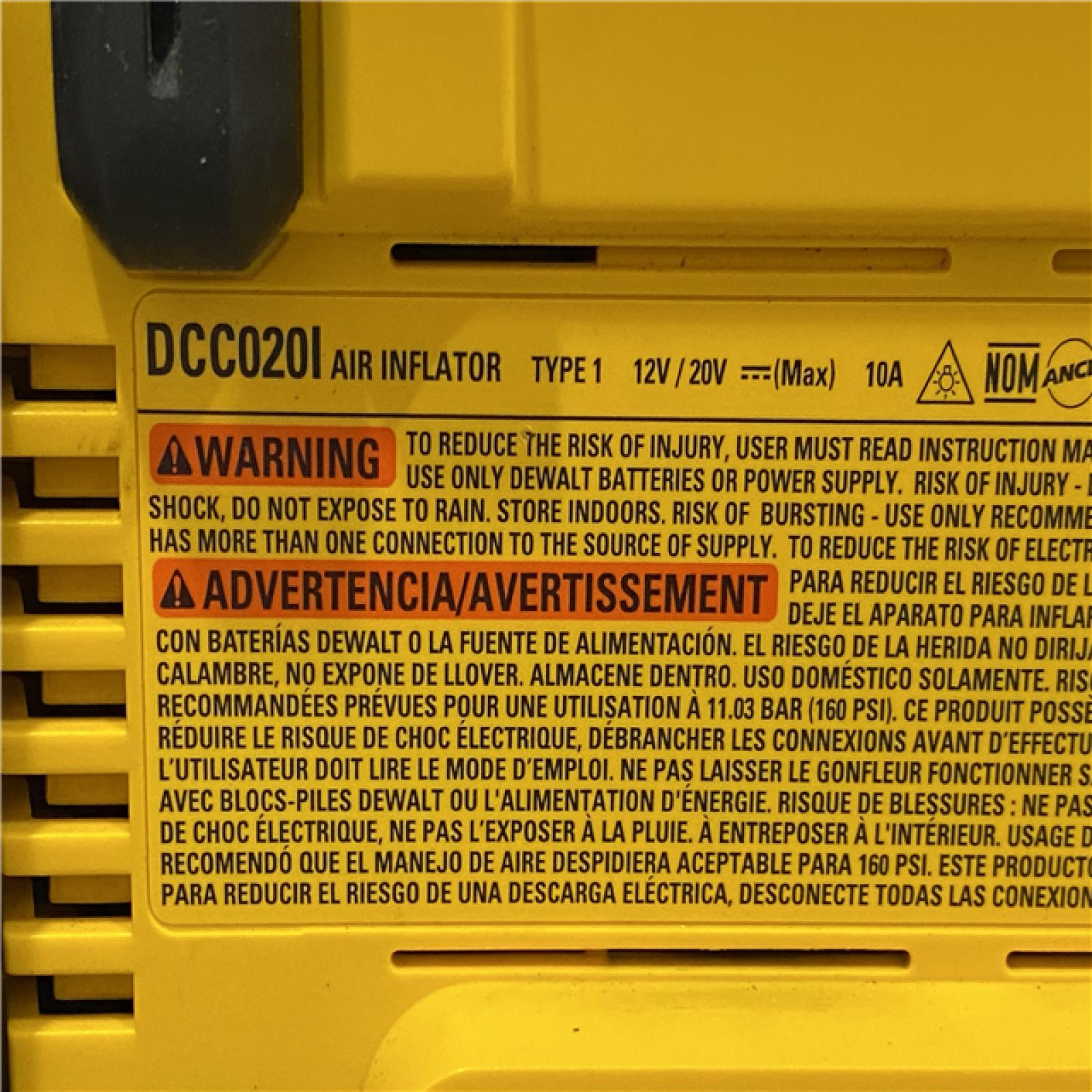 AS-IS DEWALT 20V MAX Cordless Electric Portable Inflator (Tool Only)