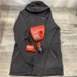 AS-IS Milwaukee Men's Medium 12-Volt Lithium-Ion Cordless Black Heated Jacket Hoodie Kit