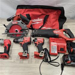 AS-IS M18 FUEL 18V Lithium-Ion Brushless Cordless Combo Kit (5-Tool) with Two 5.0 Ah Batteries, 1 Charger 1 Tool Bag