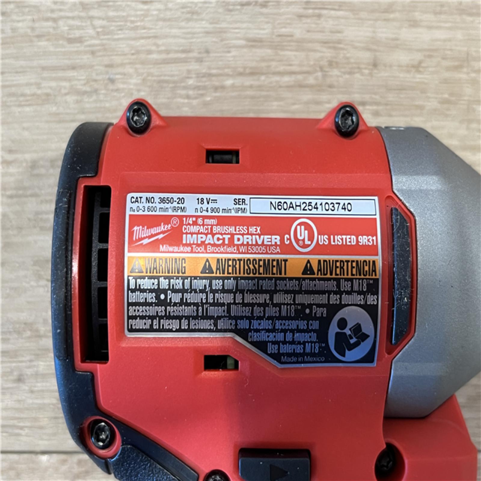 AS-IS Milwaukee  18V Lithium-Ion Brushless Cordless 1/4 in. Compact Impact Driver (Tool Only)