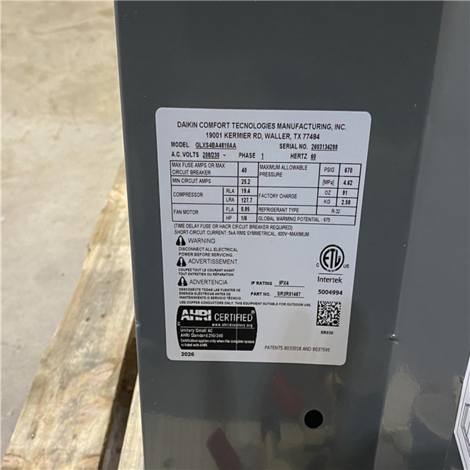 Houston Location - AS-IS GOODMAN CONDENSING UNIT AIR CONDITIONING