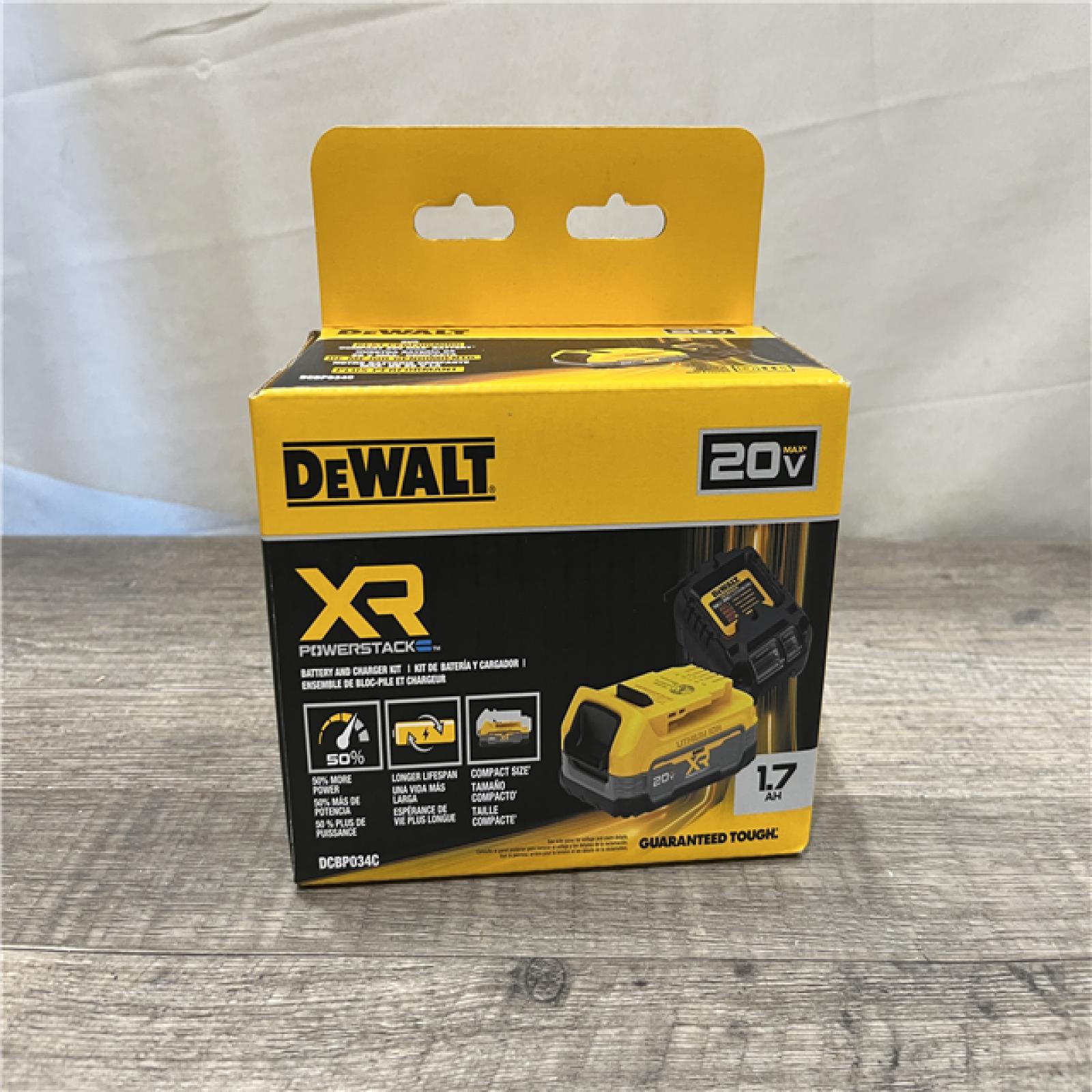 NEW - DEWALT 20V MAX XR POWERSTACK Lithium-Ion Battery Starter Kit with 1.7Ah Battery and Charger