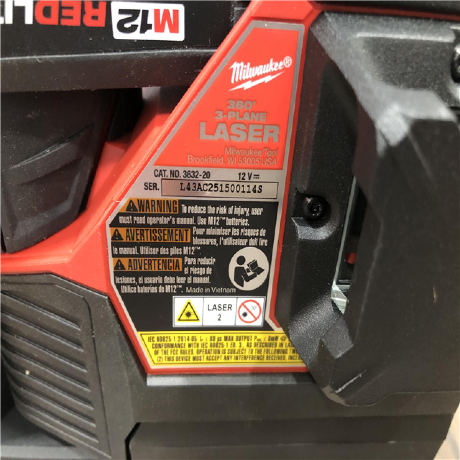 AS-IS Milwaukee 12-Volt Lithium-Ion Cordless Green 250 ft. 3-Plane Laser Level Kit