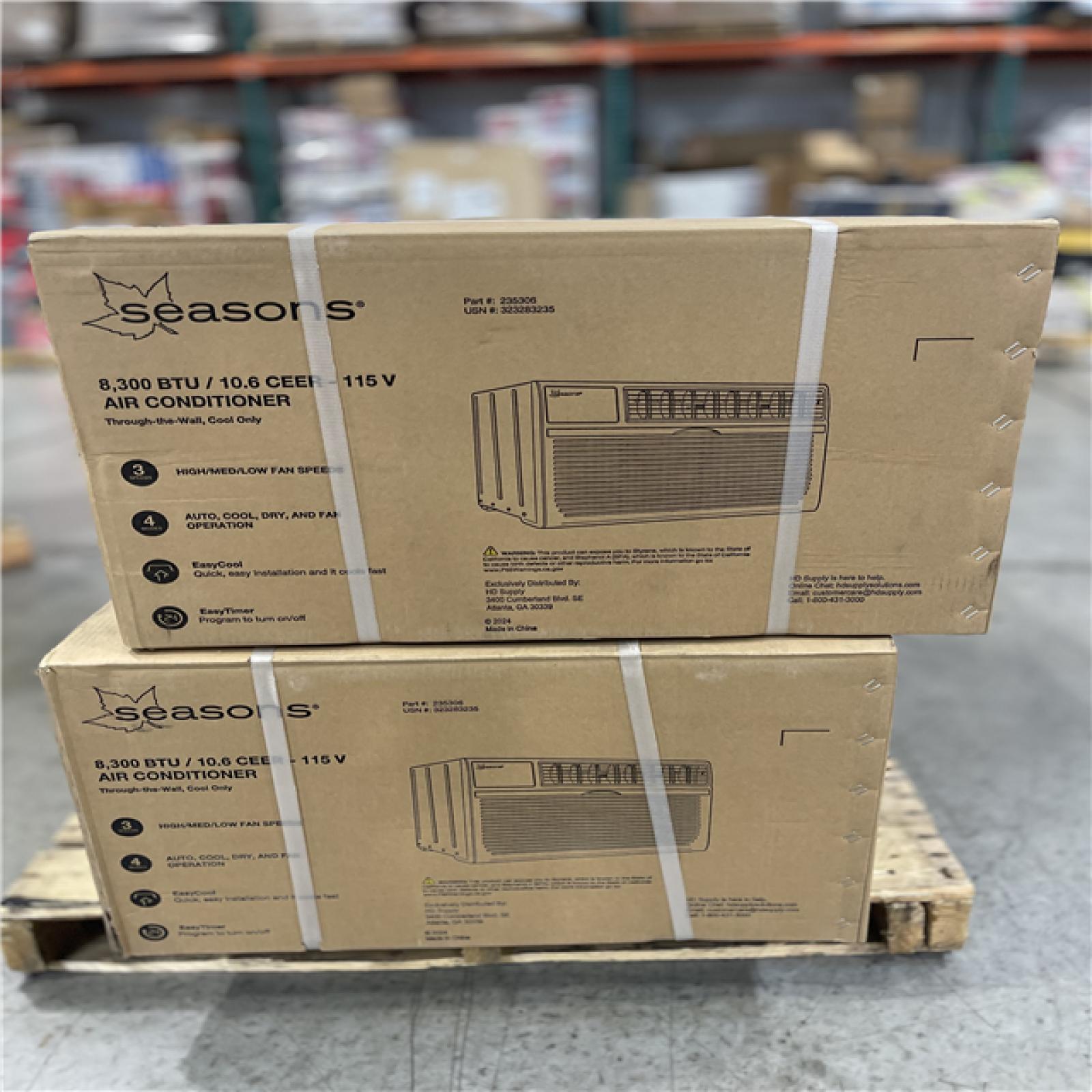 DALLAS LOCATION- SEASONS 8300 BTU 115V AIR CONDITIONING UNIT PALLET (4 UNITS)