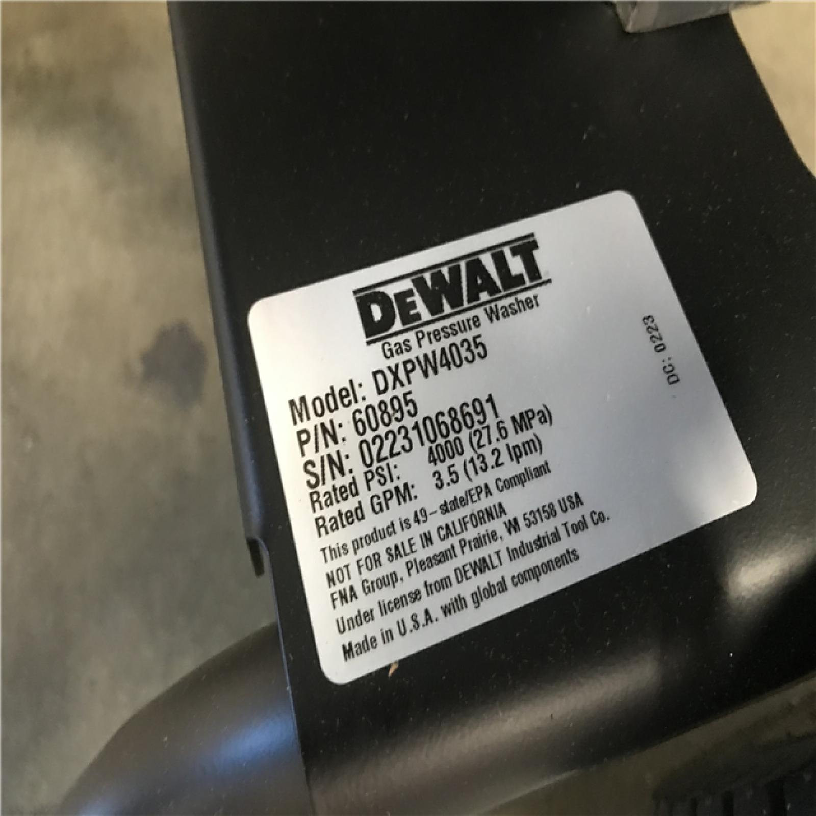 California AS-IS DEWALT DXPW4035 4000 PSI at 3.5 GPM HONDA Cold Water Professional Gas Pressure Washer