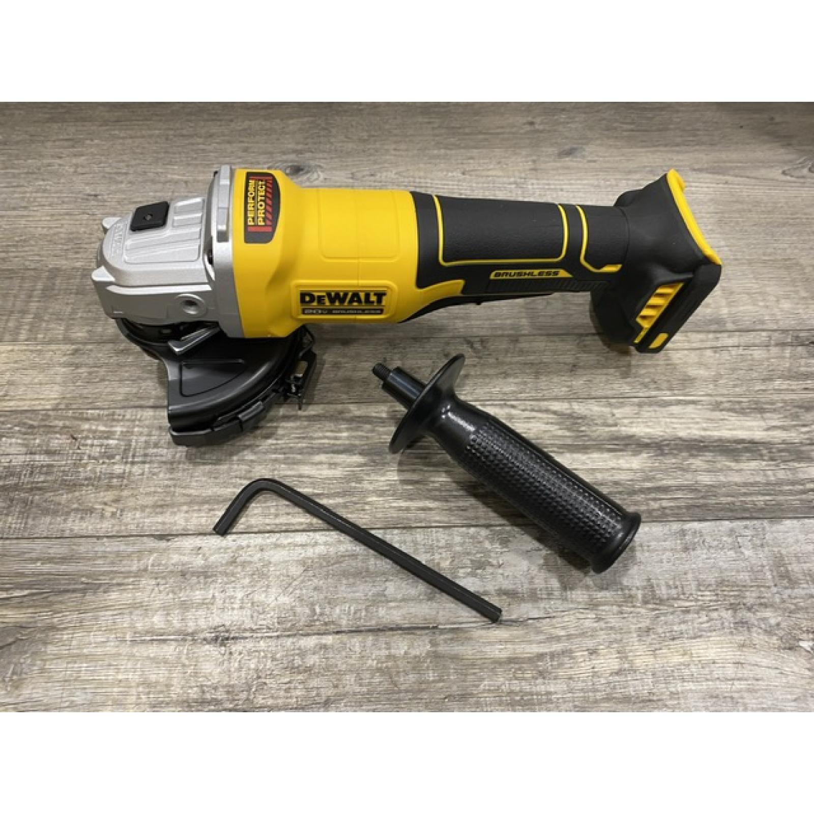 AS-IS DEWALT 20V MAX Cordless Brushless 4-1/2 in. Angle Grinder with Paddle Switch (Tool Only)