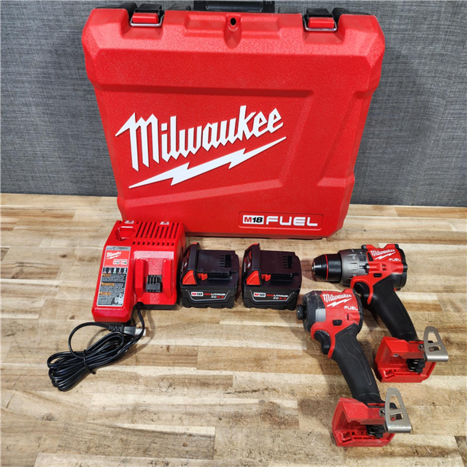 HOUSTON LOCATION - AS - IS Milwaukee FUEL 18V Lithium-Ion Brushless Cordless Hammer Drill and Impact Driver Combo Kit
