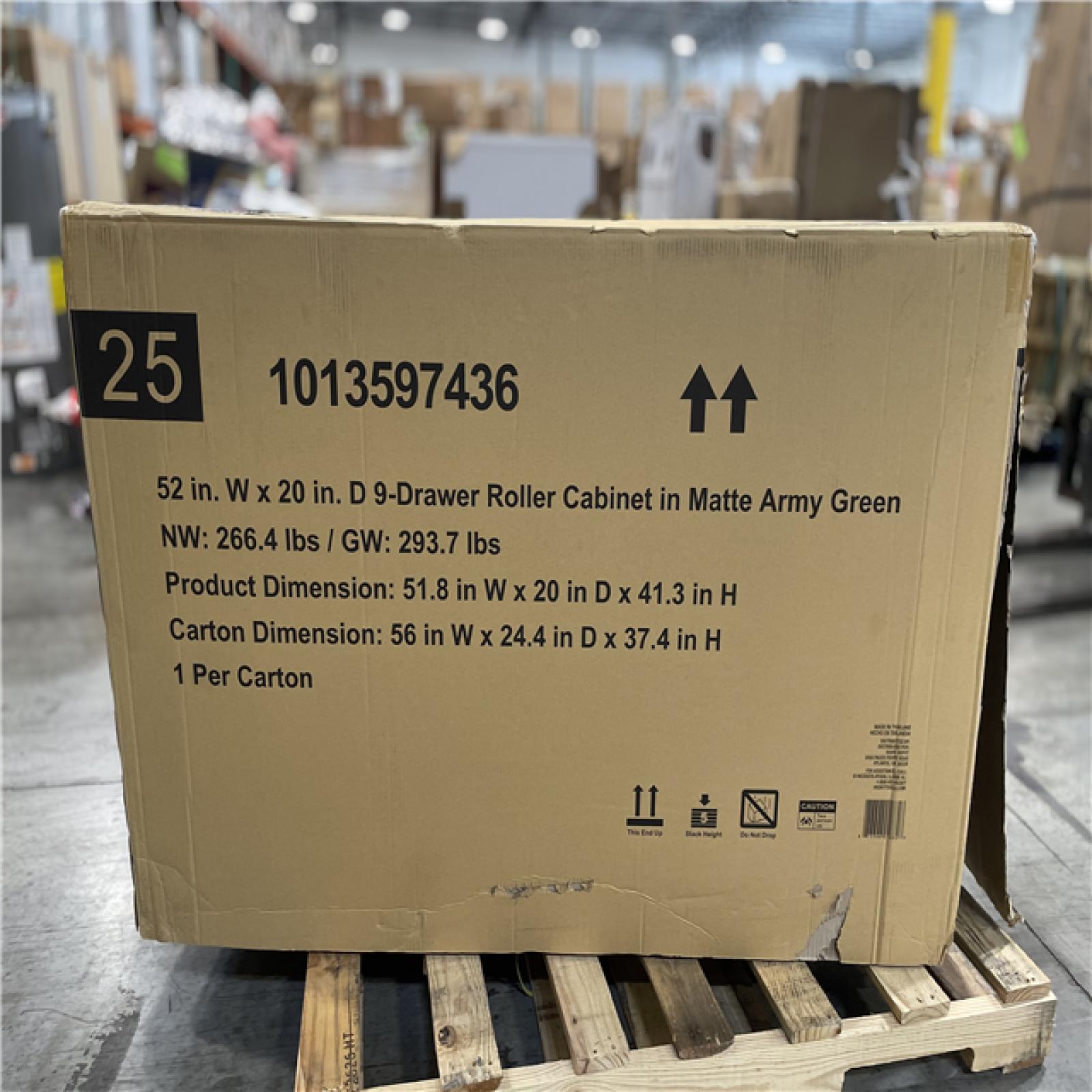 DALLAS LOCATION- AS-IS HUSKY Heavy Duty 52 in. W 9-Drawer Matte Army Green Rolling Tool Cabinet