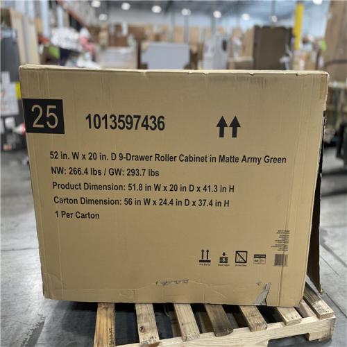DALLAS LOCATION- AS-IS HUSKY Heavy Duty 52 in. W 9-Drawer Matte Army Green Rolling Tool Cabinet
