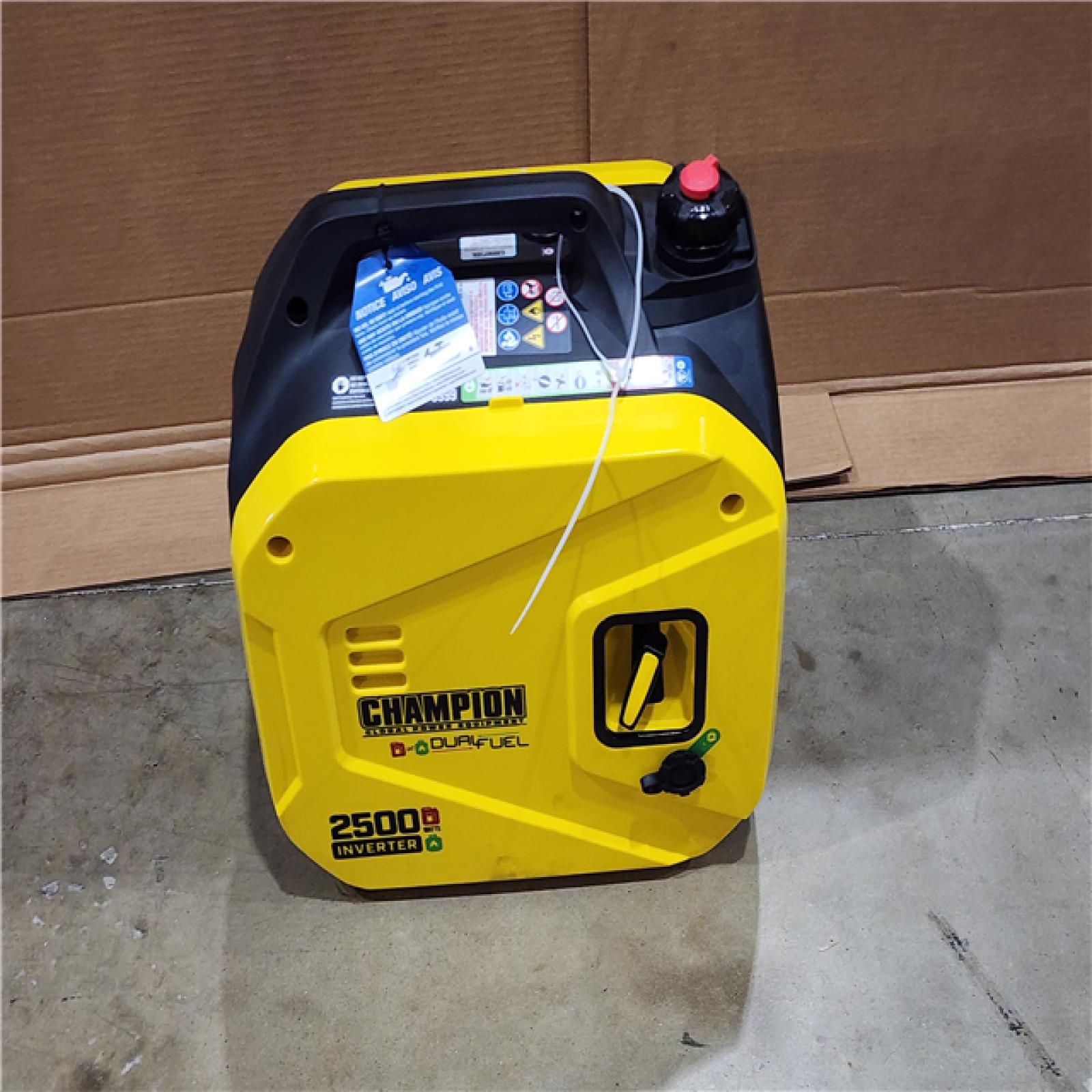 HOUSTON LOCATION - AS-IS (APPEARS LIKE NEW) CHAMPION 2500/1850-Watt Recoil Start Gasoline/Propane Powered Dual Fuel Inverter Generator with Quiet Technology and CO Shield