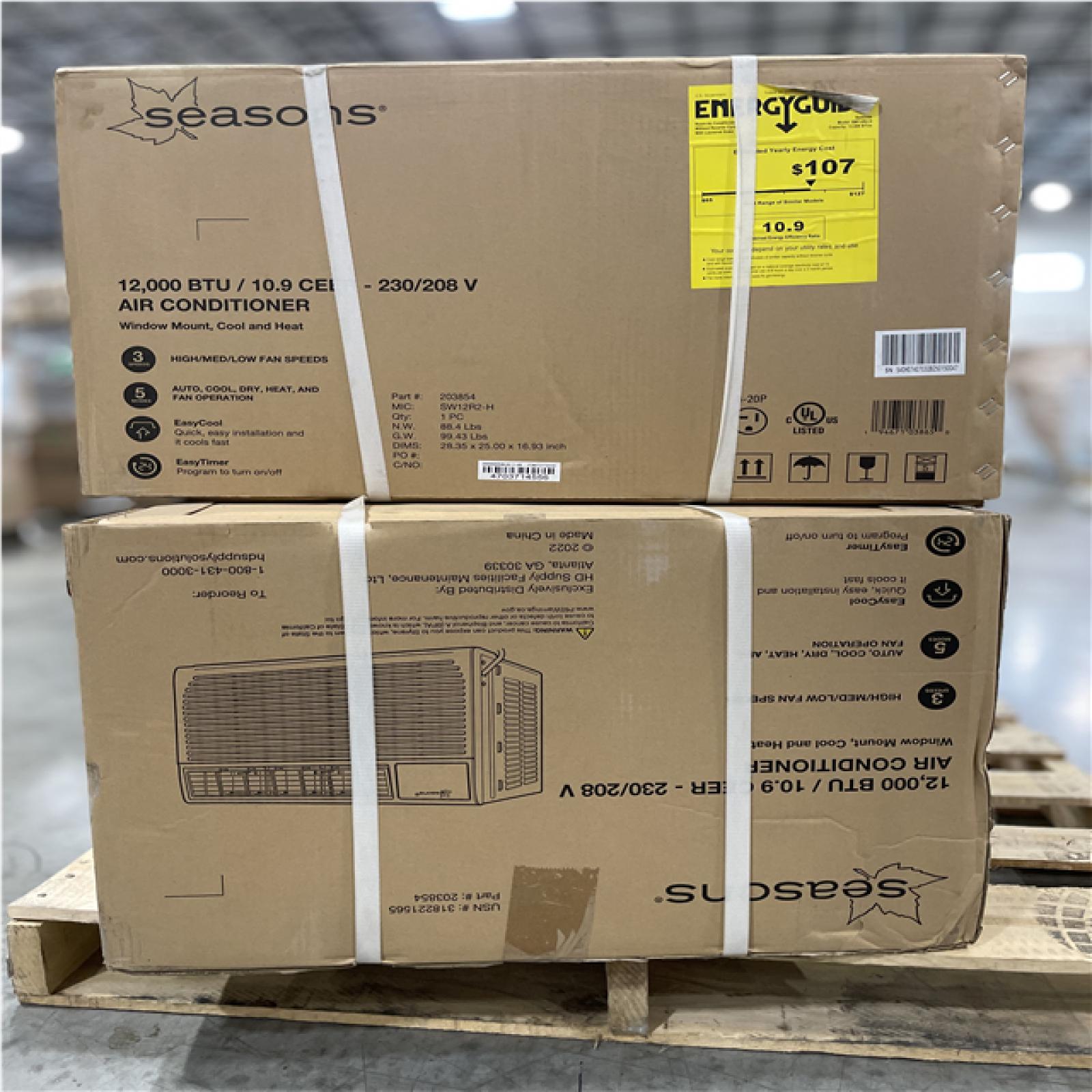 DALLAS LOCATION- SEASONS 12 000 BTU 230/208 V Window Air Conditioner With Heat for 550 Sq. Ft.(2 UNITS)