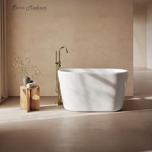 Phoenix NEW Swiss Madison Nanterre 51 in. x 26 in. Japanese Soaking Freestanding Bathtub in Glossy White