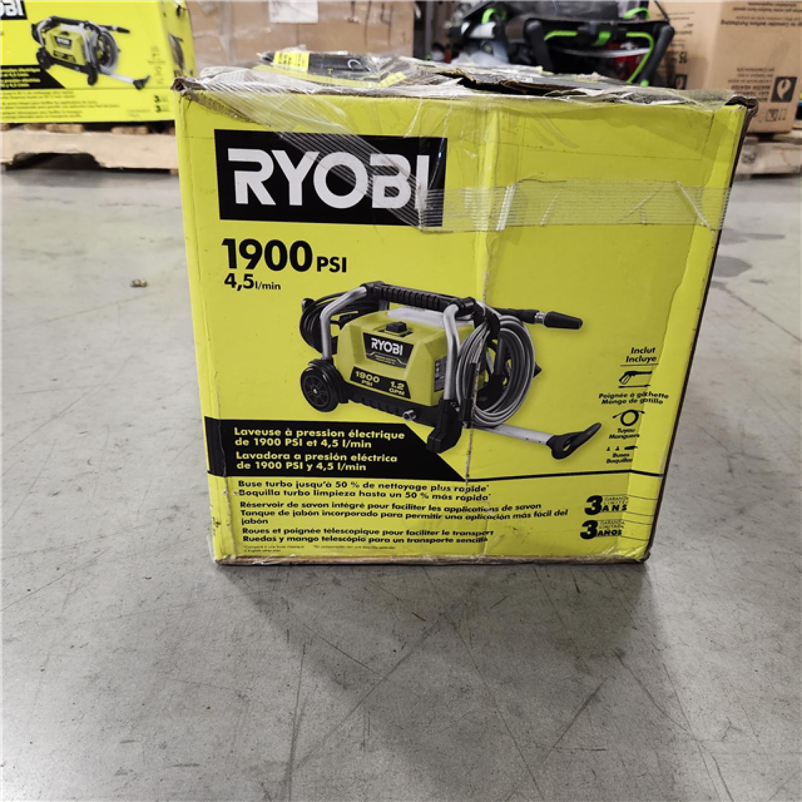 NEW - RYOBI 1900 PSI 1.2 GPM Cold Water Wheeled Corded Electric Pressure Washer