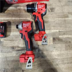 HOUSTON LOCATION - AS-IS M18 18V Lithium-Ion Brushless Cordless Compact Drill/Impact Combo Kit (2-Tool) W/(2) 2.0 Ah Batteries, Charger & Bag