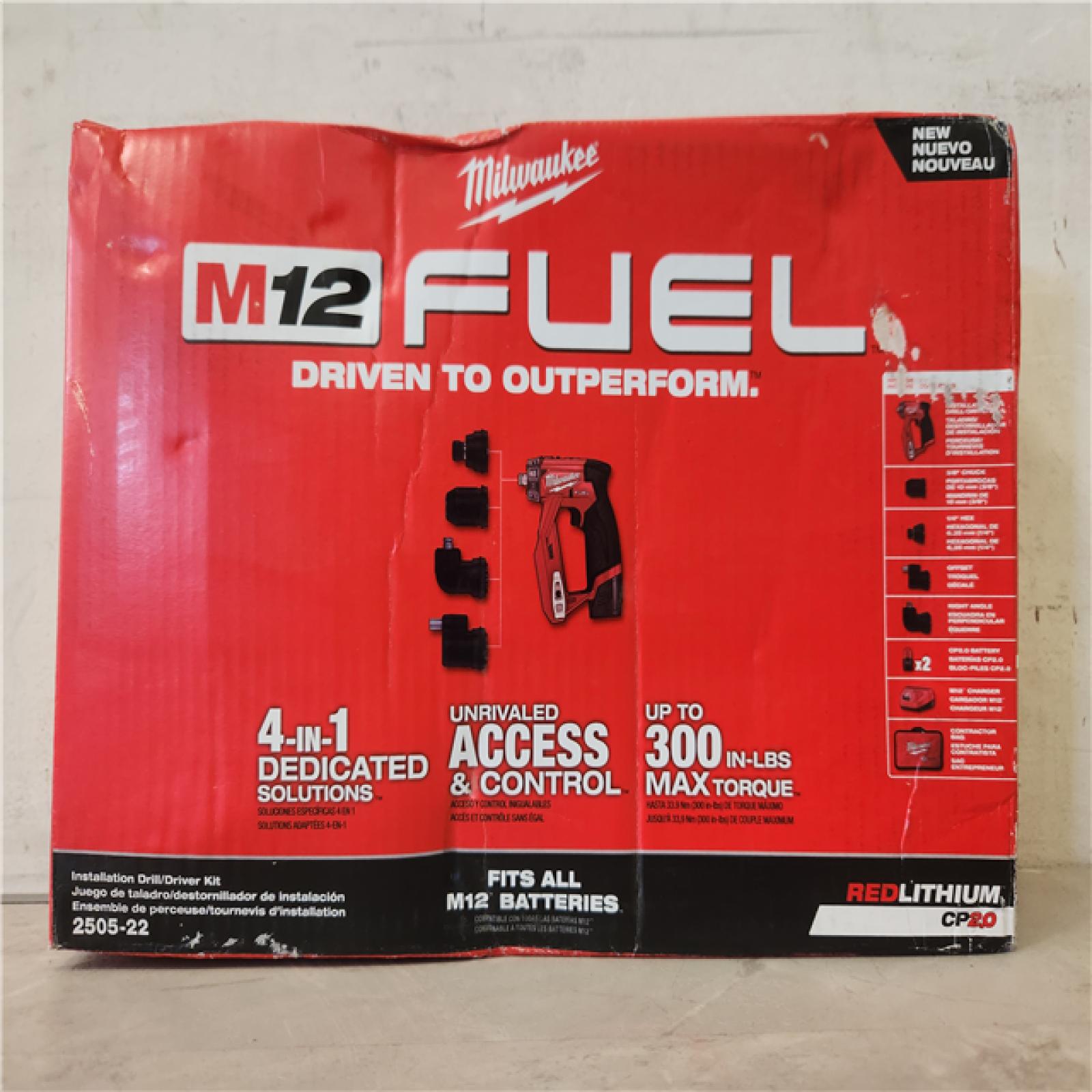 Phoenix NEW Milwaukee M12 FUEL 12V Lithium-Ion Brushless Cordless 4-in-1 Installation 3/8 in. Drill Driver Kit with 4-Tool Heads (SEALED)