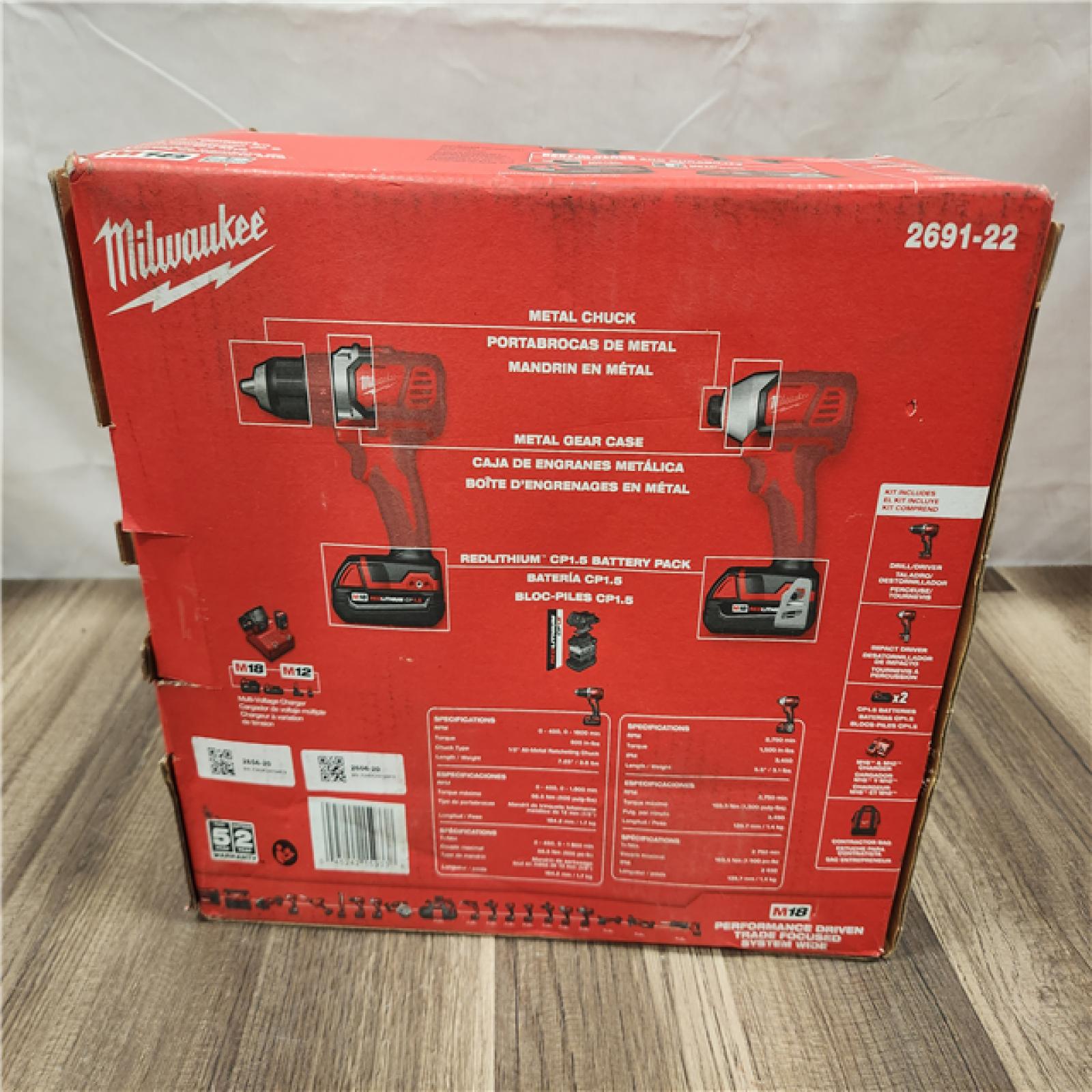 NEW- Milwaukee 18V Cordless Brushed 2-Tool Drill/Driver and Impact Driver Kit