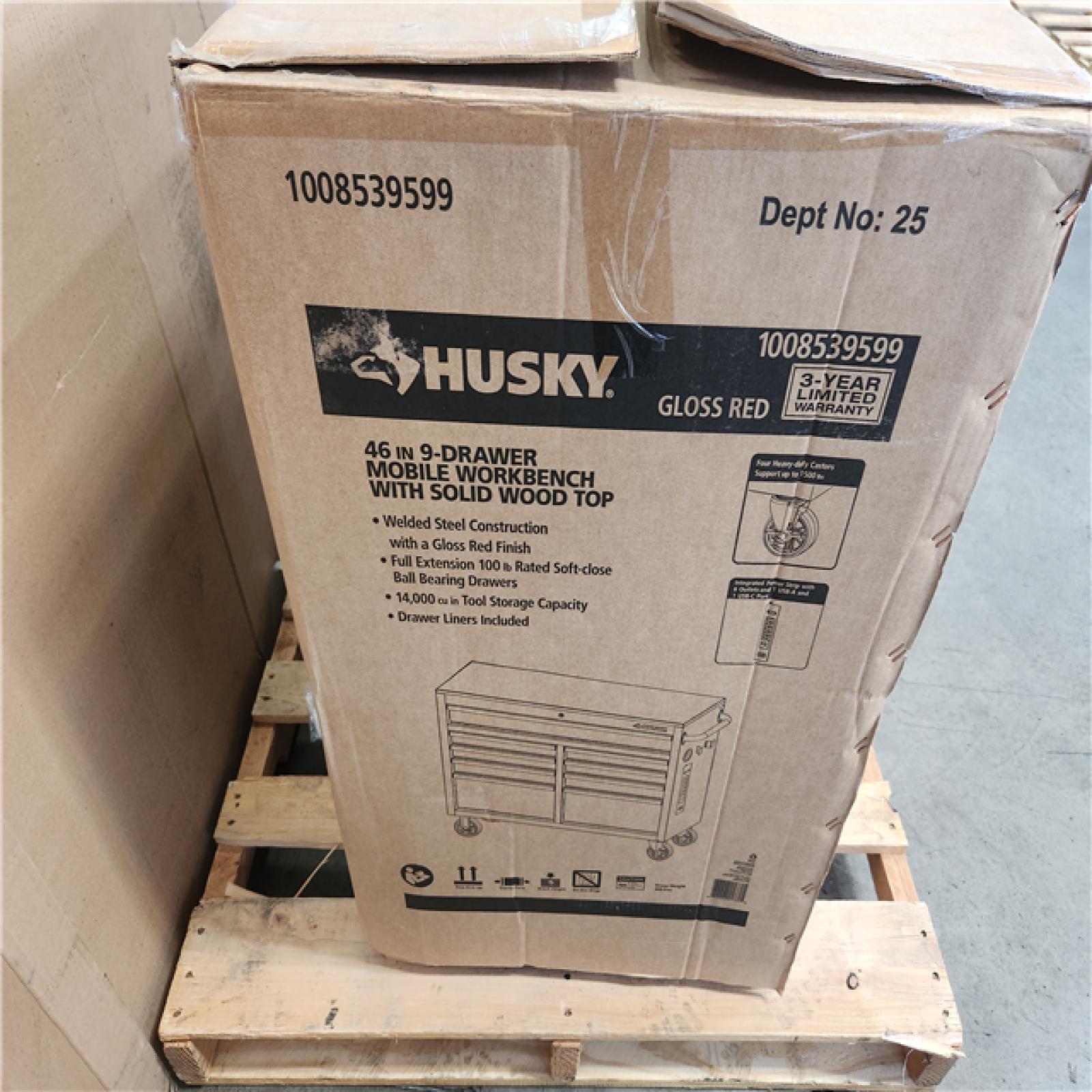 Phoenix NEW Husky Tool Storage 46 in. W x 18 in. D 9-Drawer Gloss Red Mobile Workbench Cabinet