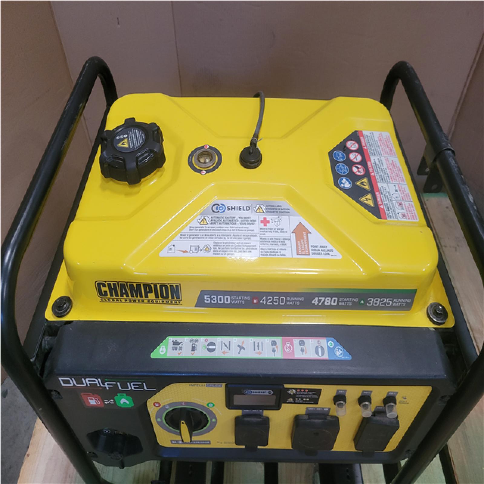 CALIFORNIA AS-IS CHAMPION 5 300 STARTING WATT 4 250 RUNNING WATT DUAL FUEL GENERATOR