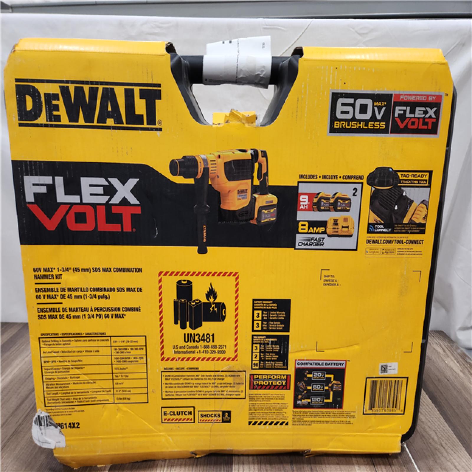NEW- DEWALT 60V MAX Lithium-Ion Brushless Cordless 1-3/4 SDS MAX Combination Rotary Hammer Kit 9.0 Ah