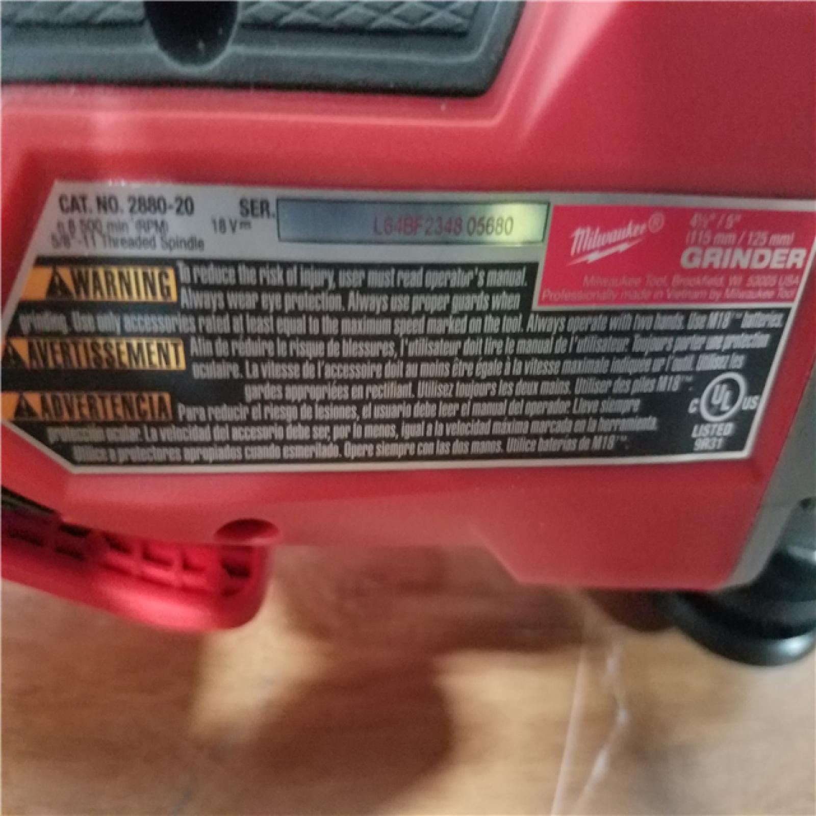 California NEW Milwaukee 4-1/2/5 Braking Grinder Paddle Switch  No-Lock (Tool Only)