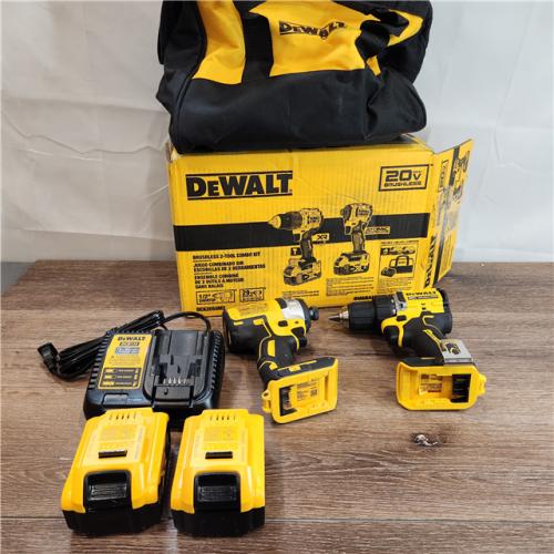 AS-IS DeWalt DCK2050M2 20V Hammer Drill & Impact Driver Kit W/Batteries  Charger & Bag