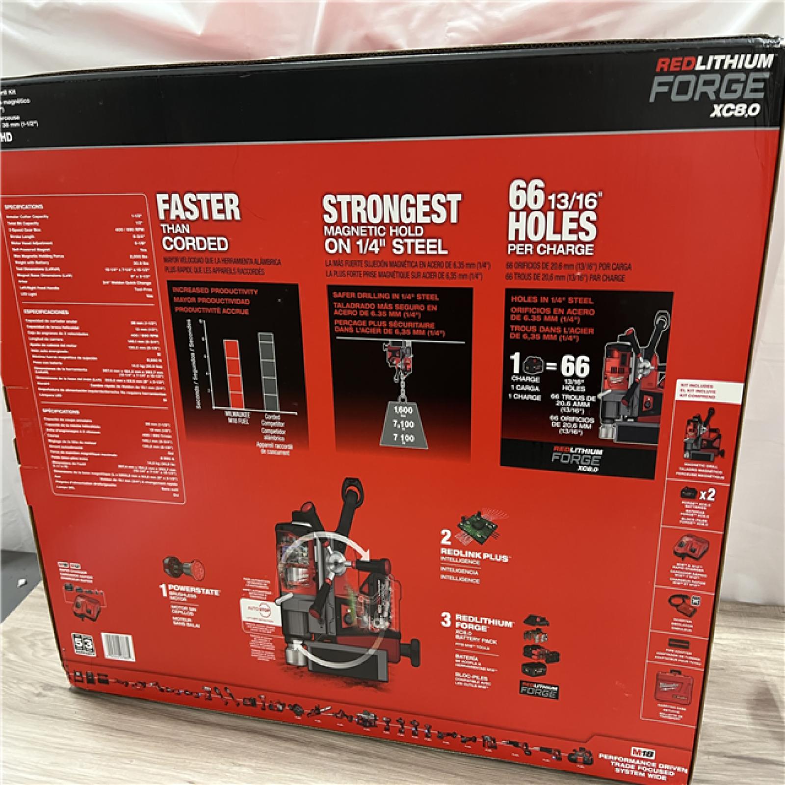 NEW Milwaukee M18 FUEL 18V Lithium-Ion Brushless Cordless 1-1/2 in. Lineman Magnetic Drill High Demand Kit W/ Two 8.0Ah Batteries