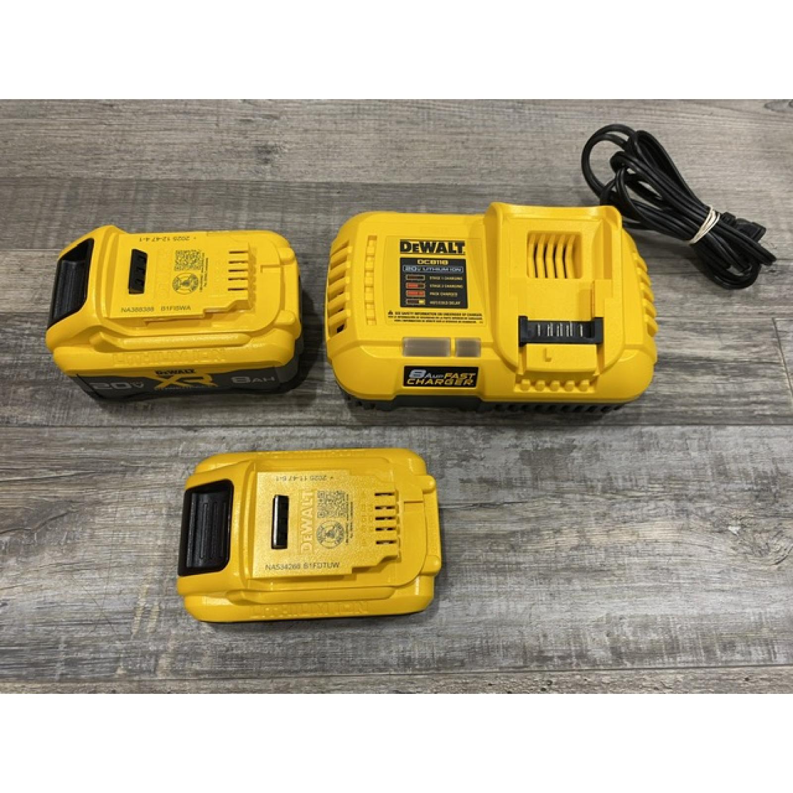 AS-IS DEWALT 20V XR Lithium-Ion Starter Pack with 8.0 Ah and 4.0 Ah Battery Packs and Charger
