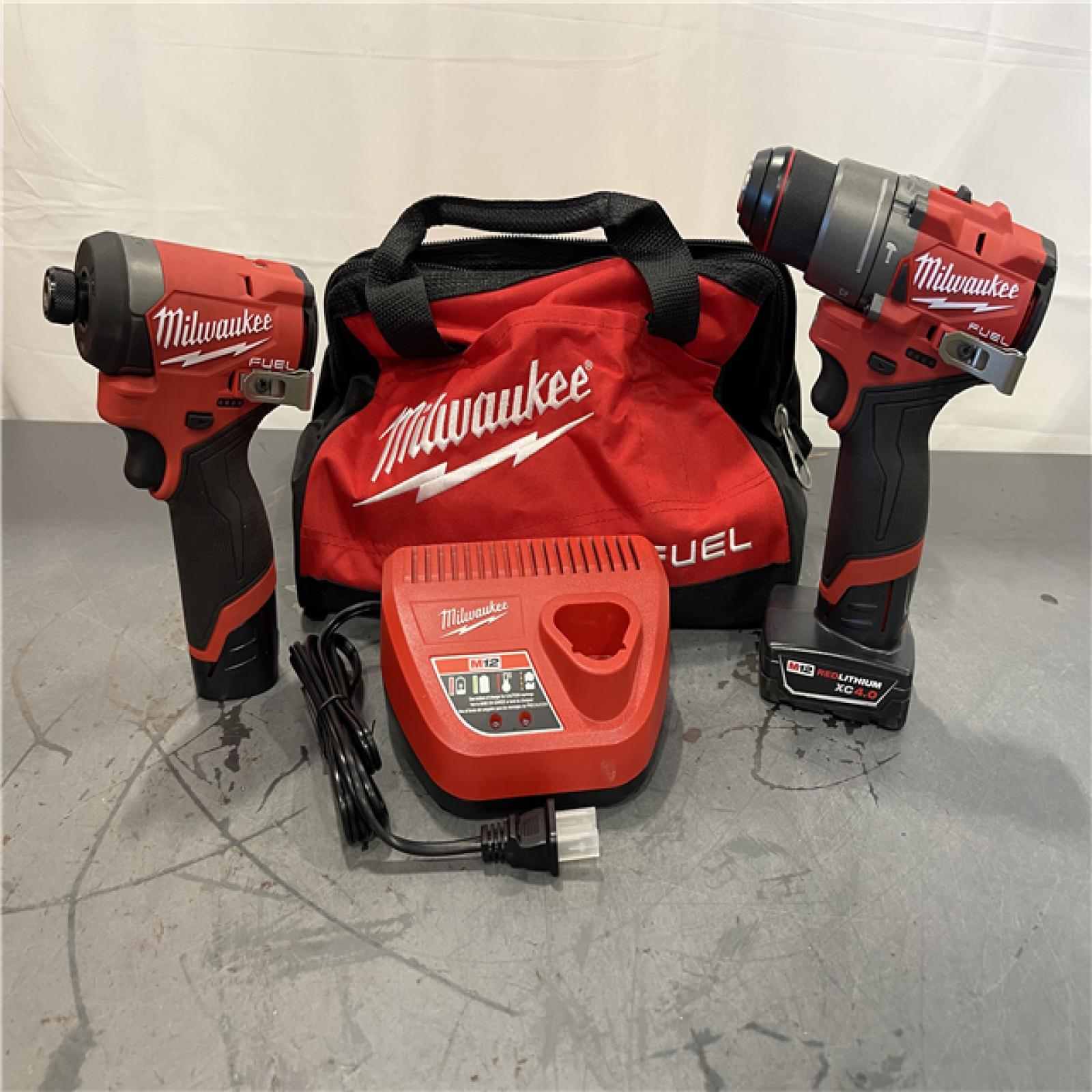 AS-IS - Milwaukee M12 FUEL 12-Volt Lithium-Ion Brushless Cordless Hammer Drill and Impact Driver Combo Kit