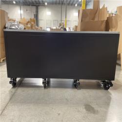 DALLAS LOCATION- Husky 96 in. W x 24 in. D 16-Drawer Heavy-Duty Mobile Workbench with Stainless Steel Top in Matte Black