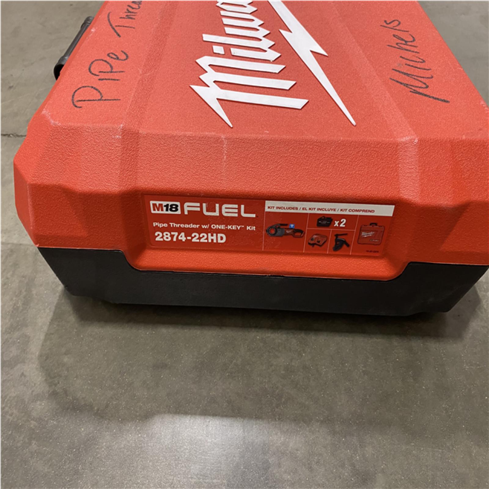 As-Is - Milwaukee M18  Fuel One-Key Cordless Brushless Pipe Threader Kit with (2) 12.0Ah Batteries and Case