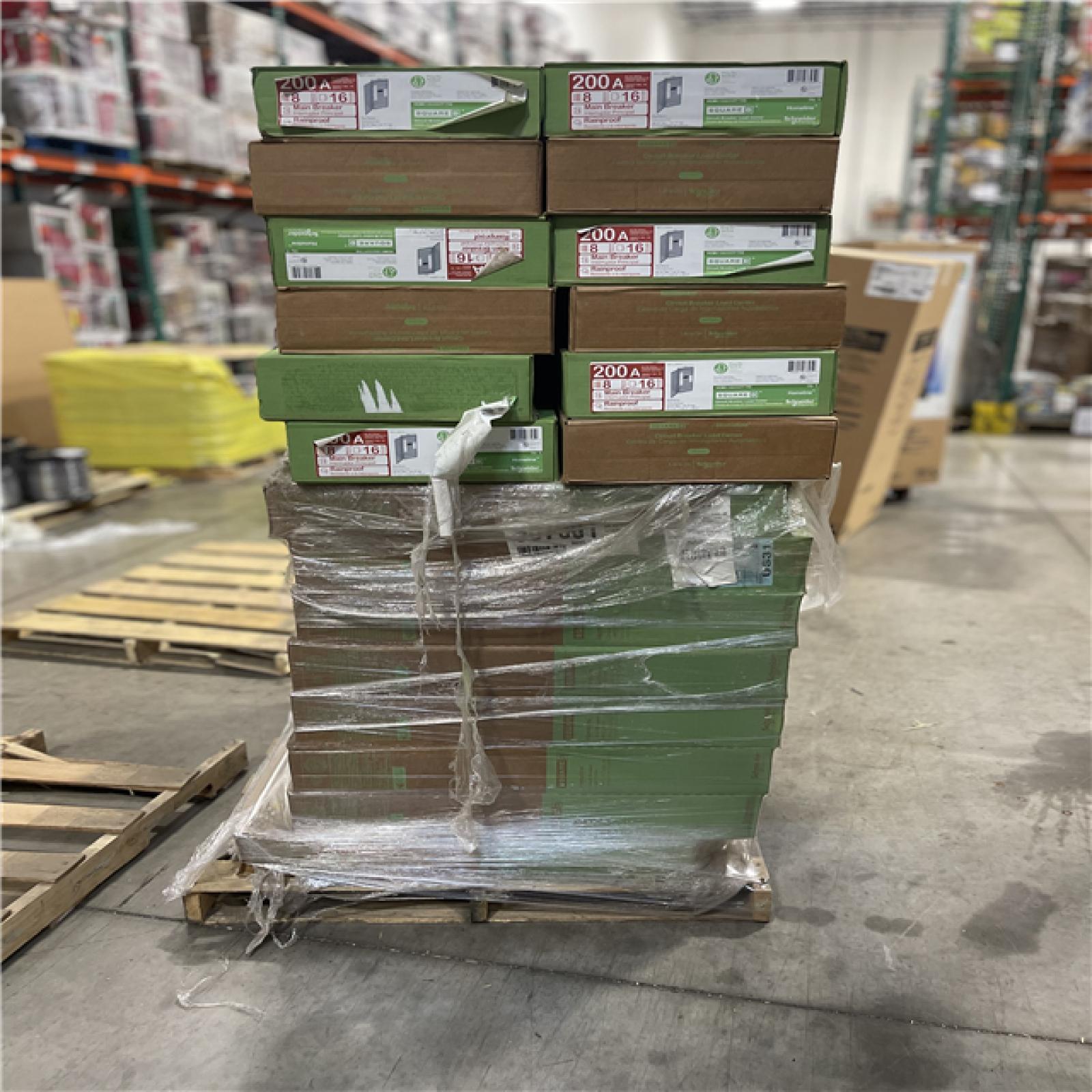 DALLAS LOCATION- Square D Homeline 200 Amp 8-Space 16-Circuit Outdoor Main Breaker Electrical Panel PALLET-(42 UNITS)