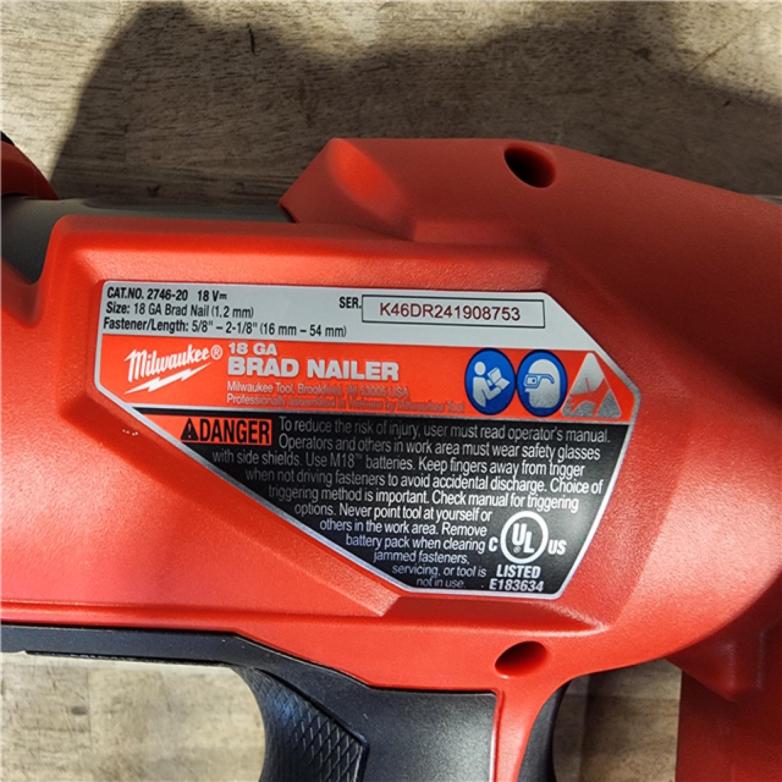 HOUSTON LOCATION - AS-IS Milwaukee M18 Fuel 18V Brushless 18-Gauge Brad Nailer 2746-20 (Bare Tool)