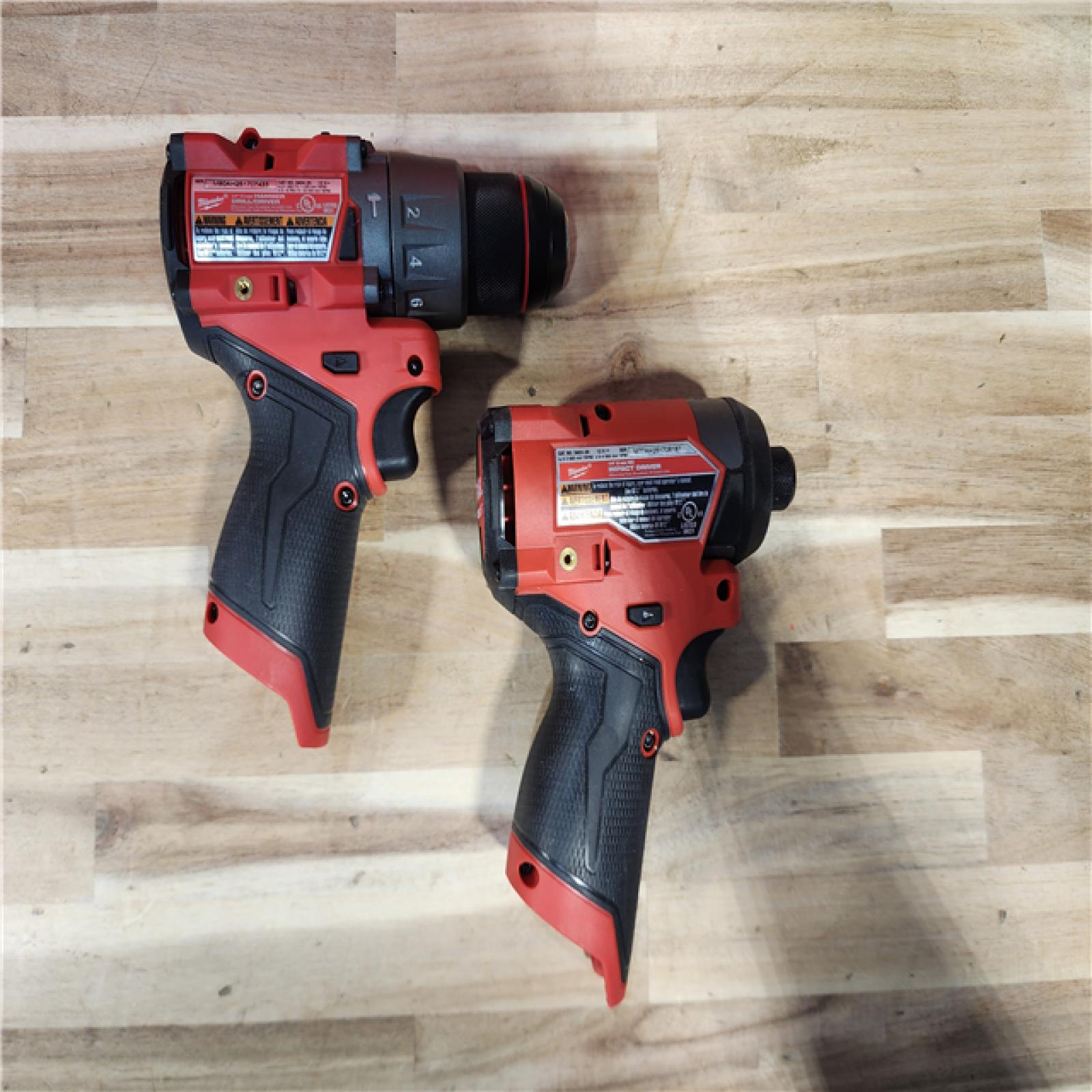 HOUSTON LOCATION - AS-IS Milwaukee FUEL 12-Volt Lithium-Ion Brushless Cordless Hammer Drill and Impact Driver Combo Kit