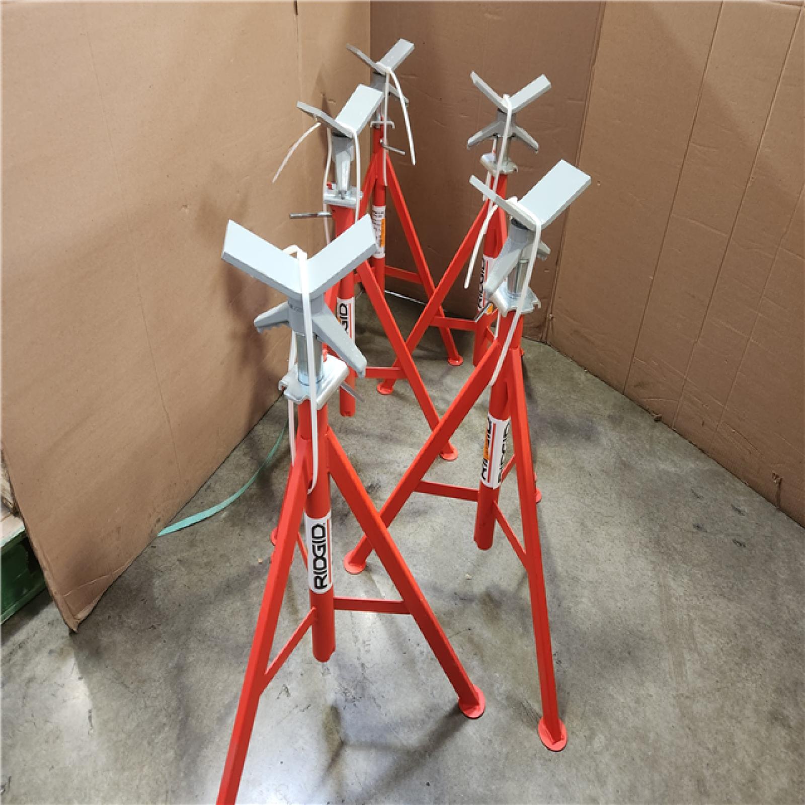 Phoenix AS-IS 5 RIDGID 12 in. Pipe Capacity  28-52 in. Adjustable Vertical Height V Head Pipe Stand with Locking Ring Model VJ-99