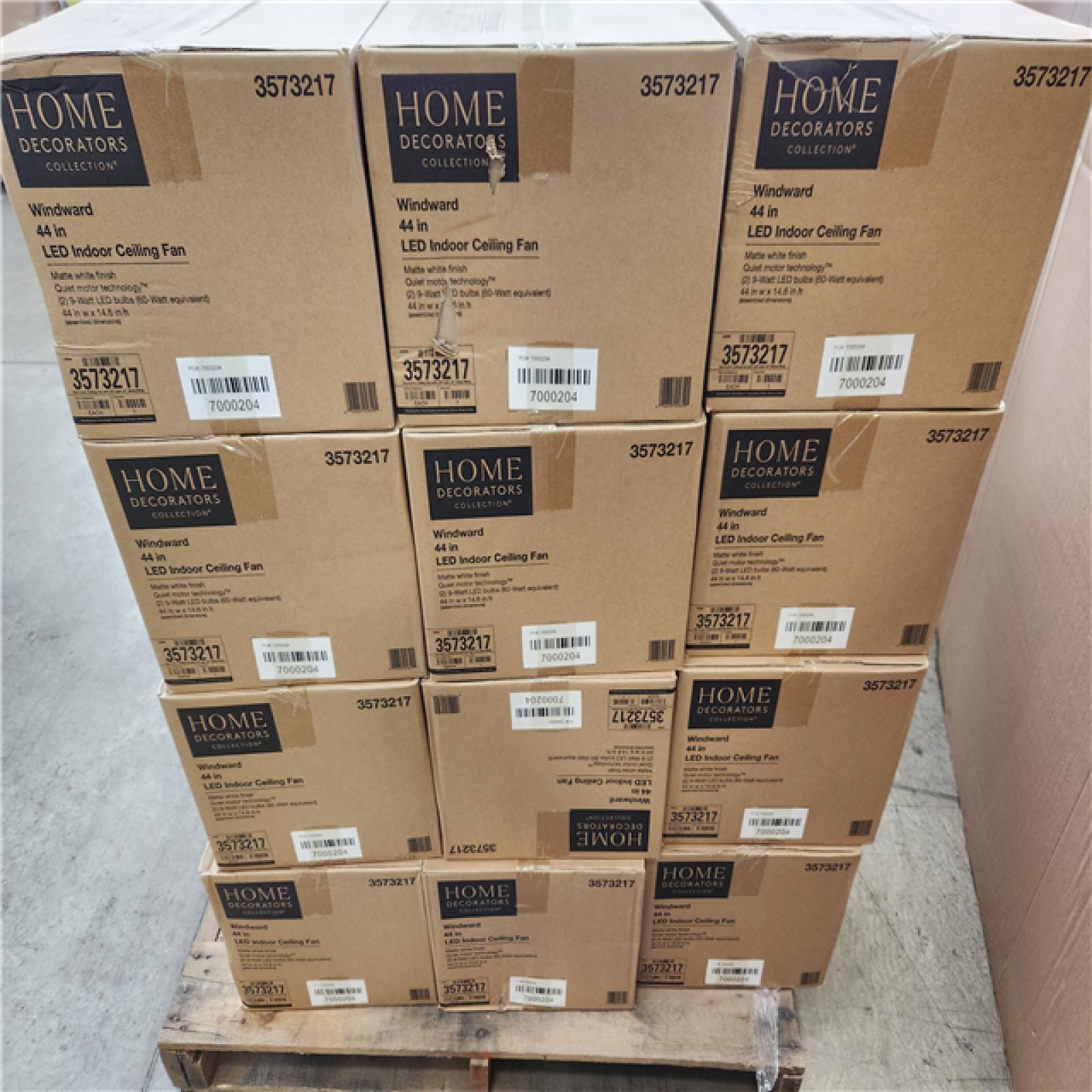 Phoenix NEW Home Decorators Collection Windward 44 in. LED Indoor Matte White Ceiling Fan with Light Kit Pallet 24 Count (SEALED)