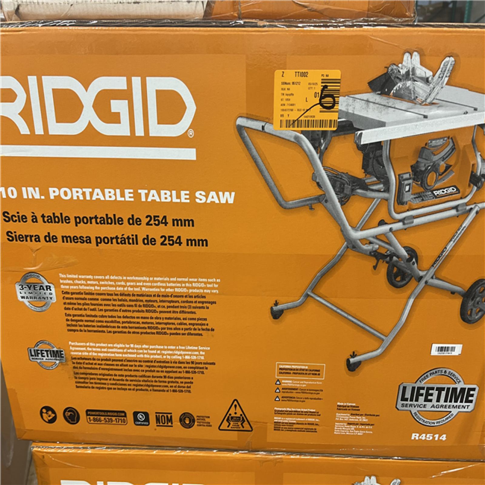 NEW- RIDGID 15 Amp 10 in. Portable Corded Pro Jobsite Table Saw with Stand