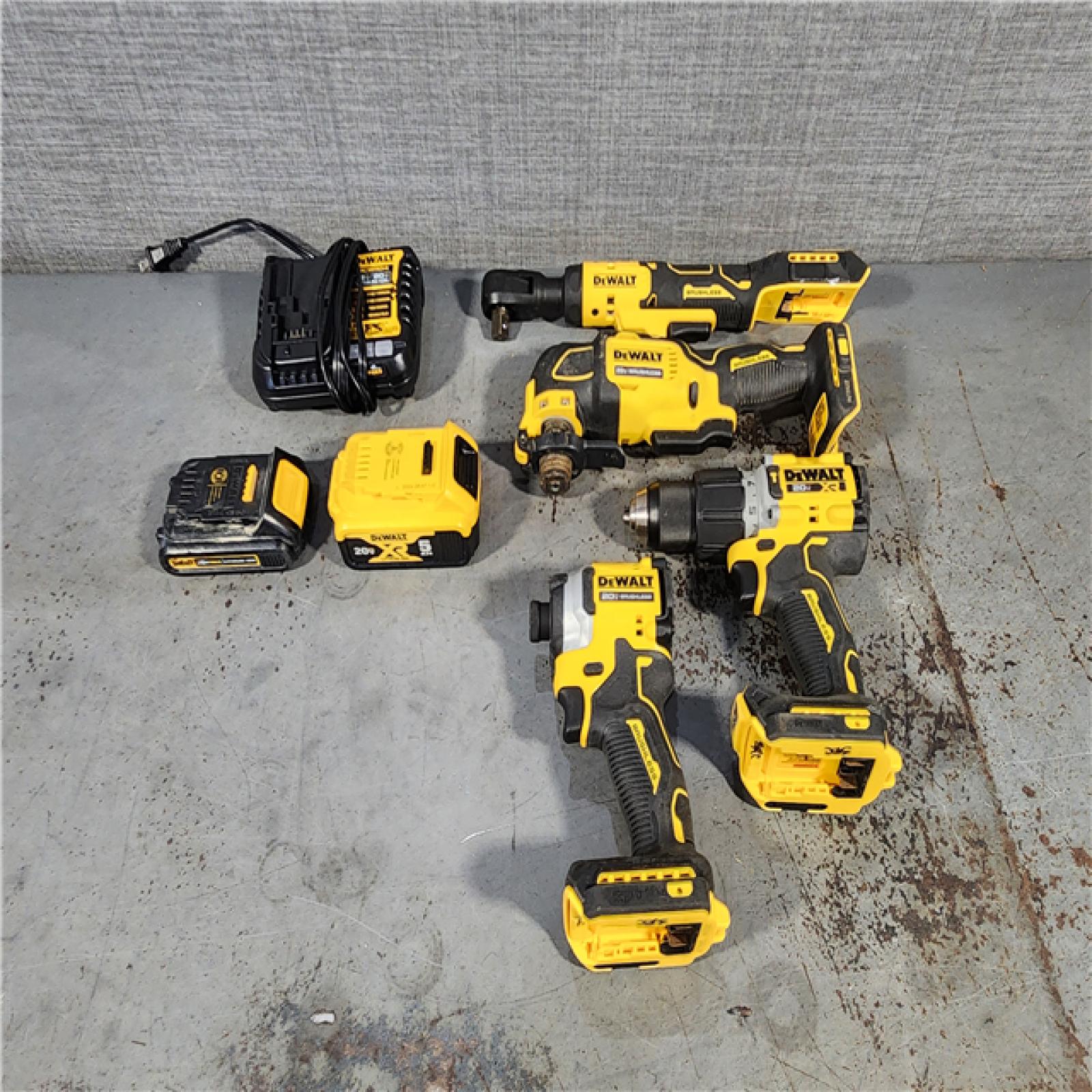 HOUSTON LOCATION - AS-IS DEWALT 4 TOOL COMBO KIT W/ (2) BATTERY & CHARGER