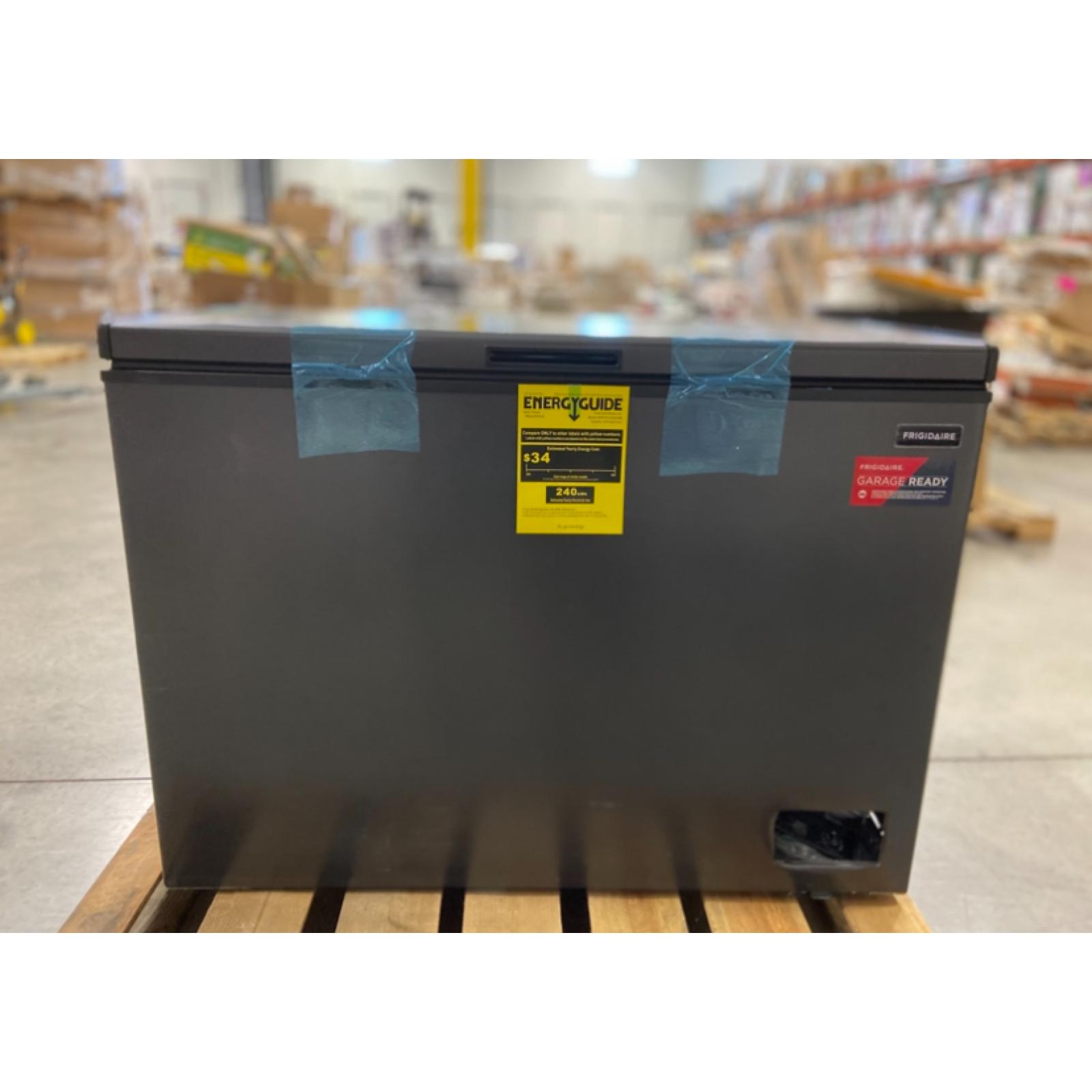 DALLAS LOCATION - Frigidaire 10 cu. ft. Freezer with Manual Defrost Chest Freezer Easy Drain in Black Garage Ready