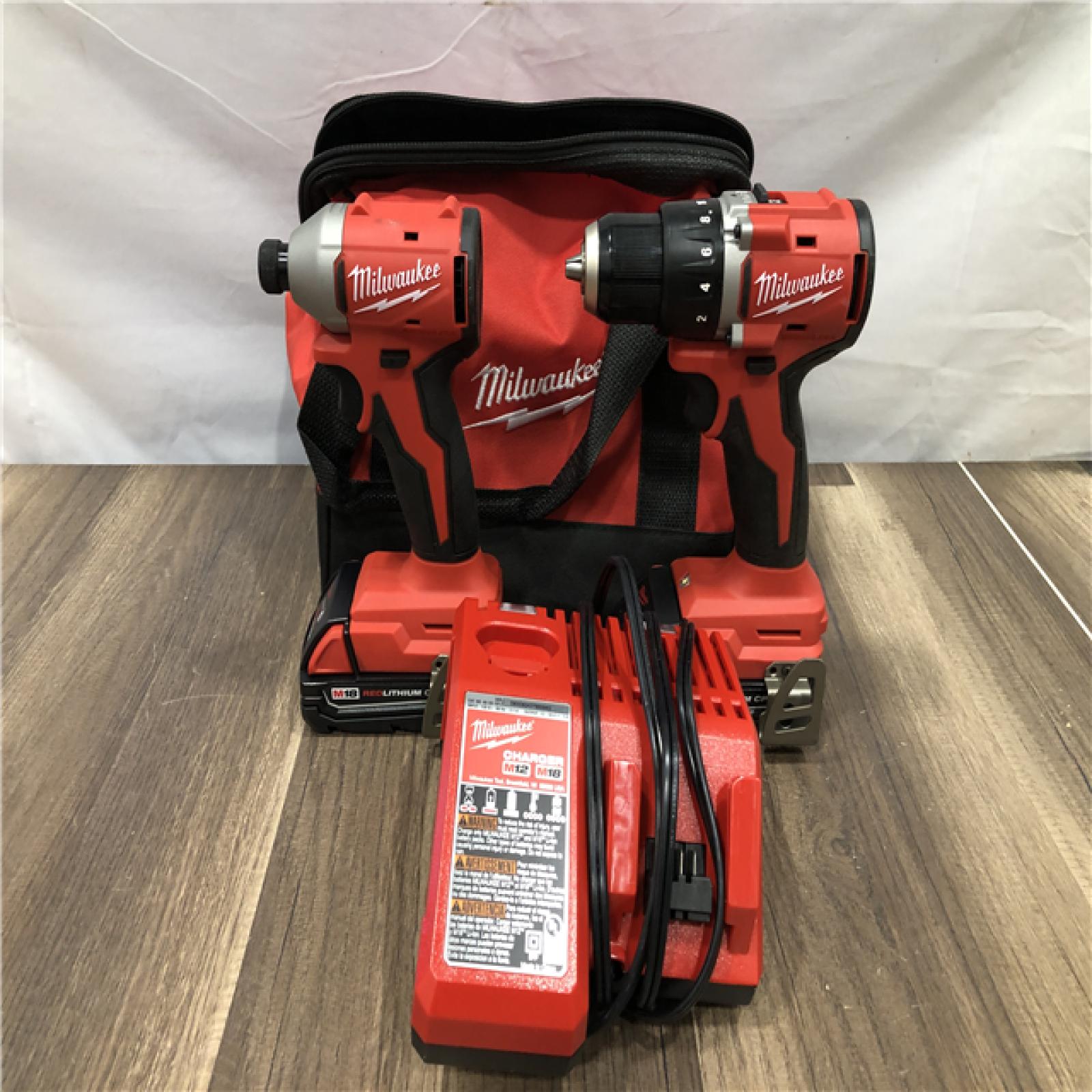 AS-IS Milwaukee 18V Lithium-Ion Brushless Cordless Compact Drill/Impact Combo Kit