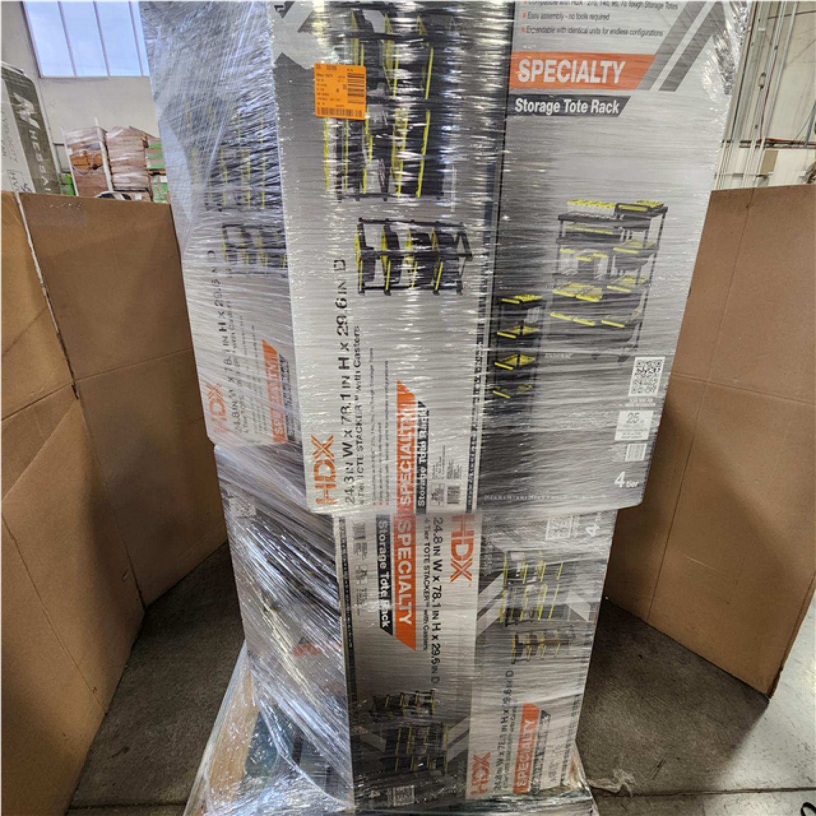 Phoenix NEW HDX 4-Tier Plastic Shelving Tote Stacker with Casters Pallet of 8