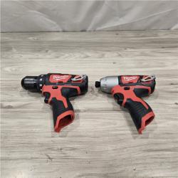 AS-IS Milwaukee 2494-22 M12 Cordless 3/8 Drill / Driver and 1/4 Hex Impact Driver Kit