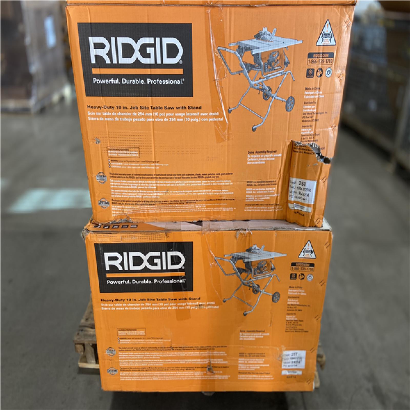 DALLAS LOCATION - RIDGID 15 Amp 10 in. Portable Corded Pro Jobsite Table Saw with Stand PALLET- (2 UNITS)
